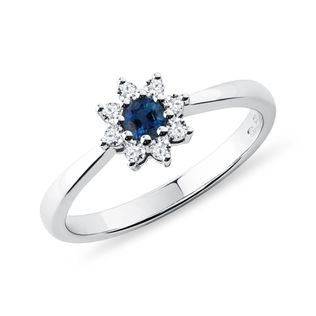 SAPPHIRE AND DIAMOND RING IN WHITE GOLD - SAPPHIRE RINGS - RINGS