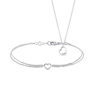 SATZ: HERZ-HALSKETTE UND ARMBAND - SCHMUCK SETS DIAMANT - SCHMUCK