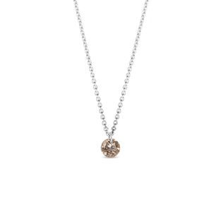 COLLIER EN OR BLANC AVEC PETIT DIAMANT CHAMPAGNE - COLLIERS AVEC DIAMANTS - COLLIERS