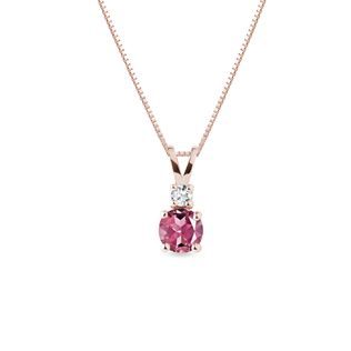 COLLIER EN OR ROSE 14 CARATS AVEC TOURMALINE - COLLIERS AVEC TOURMALINE - COLLIERS