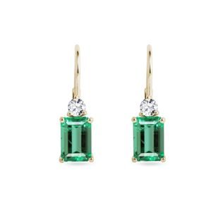OHRRINGE MIT SMARAGD UND DIAMANTEN IN GELBGOLD - OHRRINGE MIT SMARAGD - OHRRINGE