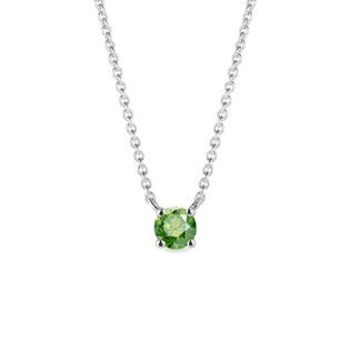 COLLIER EN OR BLANC ORNÉ D'UN DIAMANT VERT - COLLIERS AVEC DIAMANTS - COLLIERS