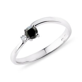 BLACK DIAMOND WAVE RING IN WHITE GOLD - DIAMOND RINGS - RINGS