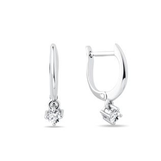 BOUCLES D'OREILLES CRÉOLES EN OR BLANC AVEC DIAMANTS - BOUCLES D'OREILLES EN DIAMANT - BOUCLES D'OREILLES