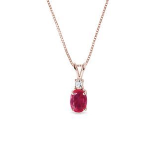 Diamond and ruby necklace in rose gold