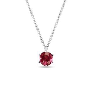 PENDENTIF EN OR BLANC ET RUBELLITE - COLLIERS AVEC TOURMALINE - COLLIERS