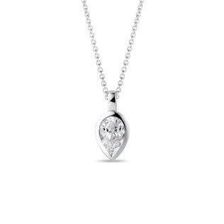 HALSKETTE MIT 0,7 CT DIAMANTEN IN TROPFENFORM AUS WEISSGOLD - KETTEN MIT DIAMANTEN - KETTEN