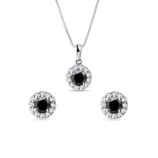 DIAMANTOVÝ SET ŠPERKŮ V BÍLÉM ZLATĚ S ČERNÝMI DIAMANTY - DIAMANTOVÉ SOUPRAVY - ŠPERKY