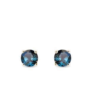 BLUE TOPAZ EARRINGS IN 14KT GOLD - TOPAZ EARRINGS - EARRINGS