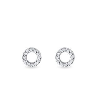 BOUCLES D'OREILLES EN OR BLANC 14 CT AVEC DIAMANTS - PUCES D'OREILLES EN DIAMANT - BOUCLES D'OREILLES