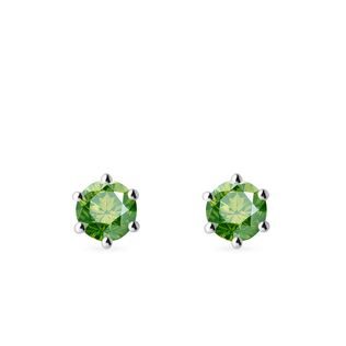 GREEN DIAMOND EARRINGS IN 14K WHITE GOLD - DIAMOND STUD EARRINGS - EARRINGS