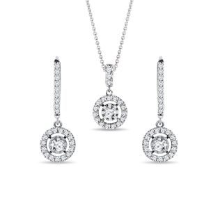 LUXURIÖSES SET AUS DIAMANT-OHRRINGEN UND HALSKETTE AUS WEISSGOLD - SCHMUCK SETS DIAMANT - SCHMUCK