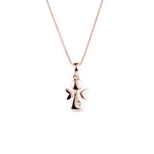 Necklace angel of rose gold with diamond