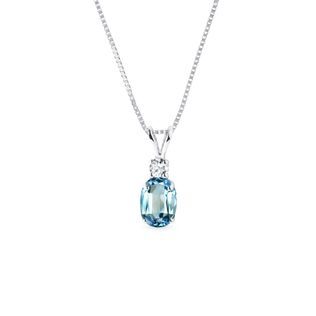 Necklace with Topaz and Diamond in White Gold