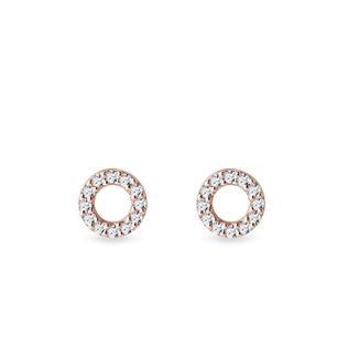 BOUCLES D'OREILLES EN OR ROSE ET DIAMANT - PUCES D'OREILLES EN DIAMANT - BOUCLES D'OREILLES