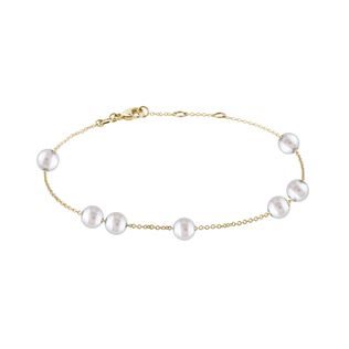 GOLD PEARL CHAIN BRACELET - PEARL BRACELETS - PEARL JEWELRY