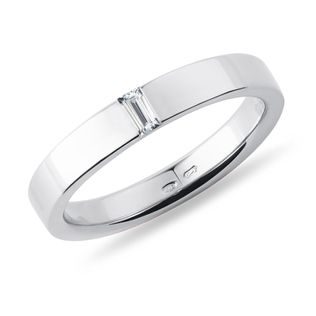 ALLIANCE POUR HOMMES EN OR BLANC ET DIAMANT BAGUETTE - ALLIANCES DE MARIAGE HOMMES - ALLIANCES DE MARIAGE