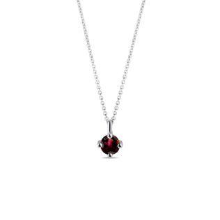 ROUND GARNET NECKLACE IN WHITE GOLD - GARNET NECKLACES - NECKLACES