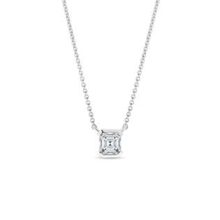 WEISSGOLDENE HALSKETTE MIT DIAMANTEN IM ASSCHER-SCHLIFF - KETTEN MIT DIAMANTEN - KETTEN