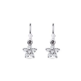 Children’s star earrings with diamonds in white gold