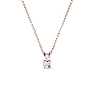 NECKLACE IN 14K ROSE GOLD WITH CLEAR BRILLIANT - DIAMOND NECKLACES - NECKLACES