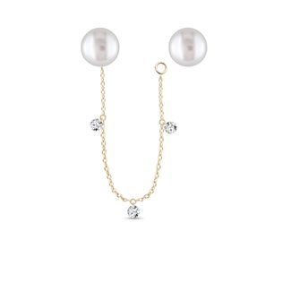 VARIABLE PERLENOHRRINGE MIT DIAMANTEN IN GELBGOLD - PERLEN OHRRINGE - PERLEN