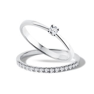 ALLIANCE ET BAGUE DE FIANÇAILLES EN OR BLANC ET DIAMANTS - BAGUE DE FIANÇAILLES ET ALLIANCE ASSORTIES - BAGUES DE FIANÇAILLES