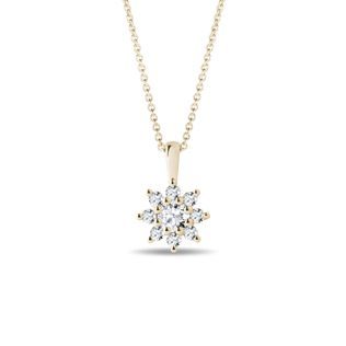 DIAMOND FLOWER YELLOW GOLD NECKLACE - DIAMOND NECKLACES - NECKLACES