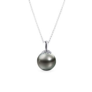 PENDANT WITH TAHITIAN PEARL IN WHITE GOLD - PEARL PENDANTS - PEARL JEWELRY