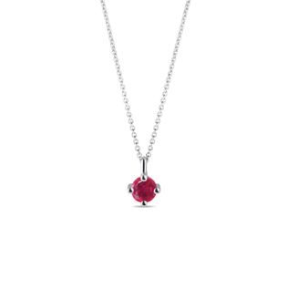 ROUND RUBY NECKLACE IN WHITE GOLD - RUBY NECKLACES - NECKLACES