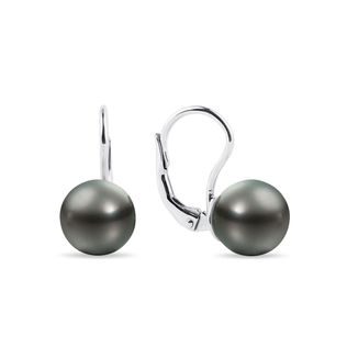 14K WHITE GOLD TAHITIAN PEARL EARRINGS - PEARL EARRINGS - PEARL JEWELRY