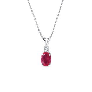 Ruby and Diamond 14ct White Gold Pendant