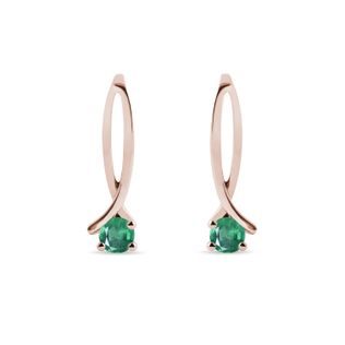 EMERALD RIBBON EARRINGS IN ROSE GOLD - EMERALD EARRINGS - EARRINGS