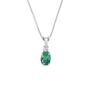 Necklace in White Gold with Emerald and Diamond
