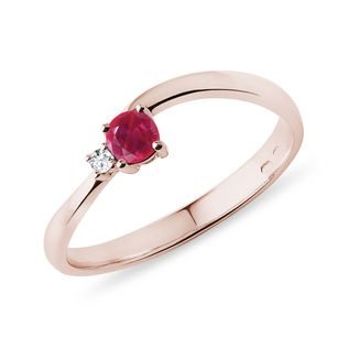 DIAMOND AND RUBY WAVE RING IN ROSE GOLD - RUBY RINGS - RINGS