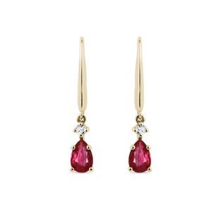 RUBY AND DIAMOND CLASP EARRINGS IN YELLOW GOLD - RUBY EARRINGS - EARRINGS