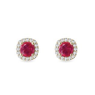 Ruby and diamond earrings in yellow gold
