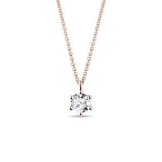 NASZYJNIK Z RÓŻOWEGO ZŁOTA Z CZYSTYM BRYLANTEM - NASZYJNIKI Z DIAMENTAMI - NASZYJNIKI