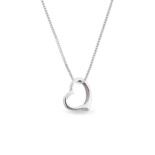 Minimalist plunging necklace in white gold | KLENOTA