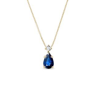 SAPPHIRE AND DIAMOND PENDANT IN GOLD - SAPPHIRE NECKLACES - NECKLACES
