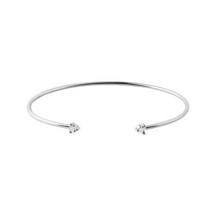 SOLID WHITE GOLD BRACELET WITH TWO BRILLIANTS - CUFF BRACELETS - BRACELETS