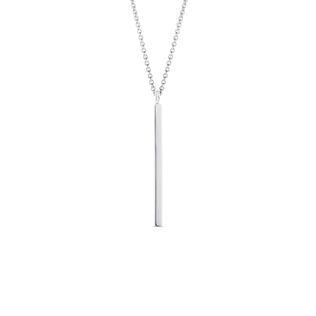 SMOOTH WHITE GOLD BAR NECKLACE - WHITE GOLD NECKLACES - NECKLACES