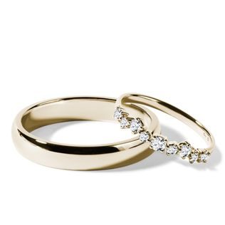 HIS AND HERS YELLOW GOLD AND DIAMOND WEDDING BAND SET - YELLOW GOLD WEDDING SETS - WEDDING RINGS