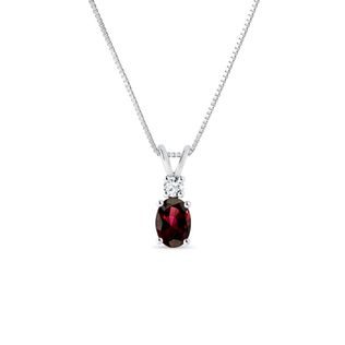 HALSKETTE MIT GRANAT UND DIAMANT IN WEISSGOLD - KETTEN MIT GRANAT - KETTEN