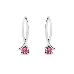 PINK TOURMALINE RIBBON EARRINGS IN WHITE GOLD - TOURMALINE EARRINGS - EARRINGS