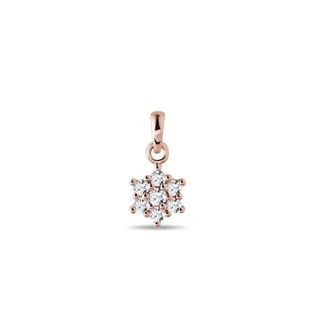 PENDENTIF FLEUR EN OR ROSE AVEC DIAMANTS - PENDENTIFS - COLLIERS