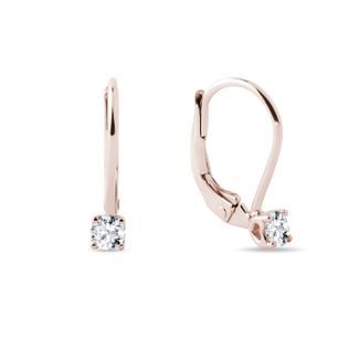 BOUCLES D'OREILLES EN OR ROSE SERTIES DE BRILLANTS - BOUCLES D'OREILLES EN DIAMANT - BOUCLES D'OREILLES