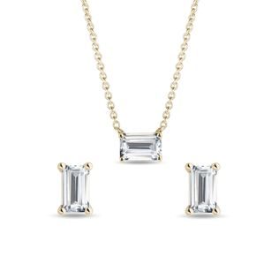 BIJOUX SERTIS DE DIAMANTS ÉMERAUDES EN OR JAUNE - ENSEMBLES DE BIJOUX EN DIAMANT - BIJOUX