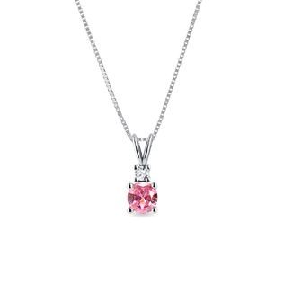 PINK SAPPHIRE AND DIAMOND WHITE GOLD NECKLACE - SAPPHIRE NECKLACES - NECKLACES