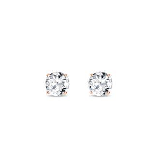 DIAMOND STUDS IN 14K ROSE GOLD - DIAMOND STUD EARRINGS - EARRINGS